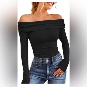 Women's Off Shoulder Long Sleeve Slim Fit Top